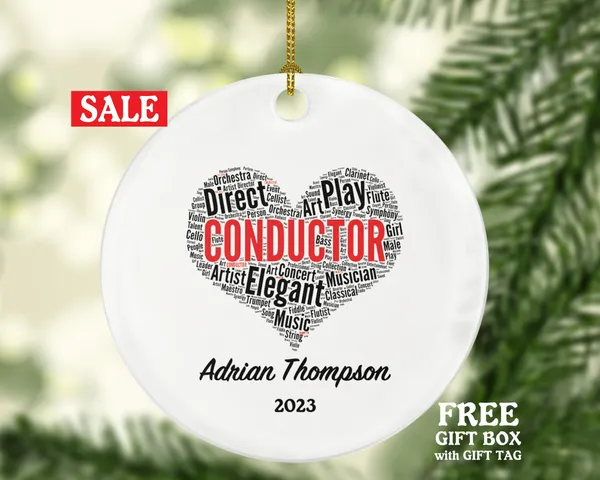 Conductor Christmas Ornament Personalized - Musician Musical Gift for Conductor - Custom Name Year