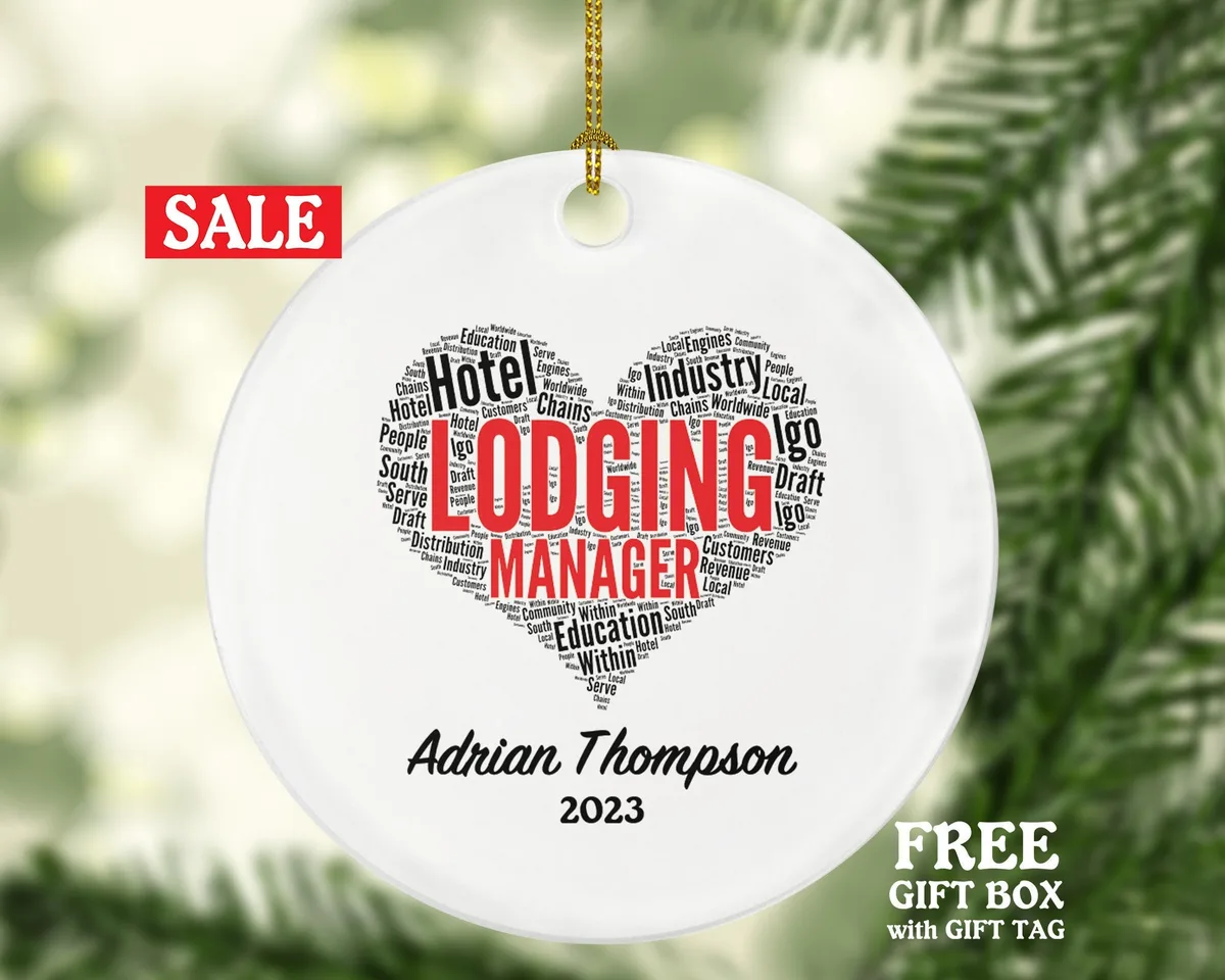 Lodging Manager Christmas Ornament Personalized - Gift for a Hotel Manager Custom Name