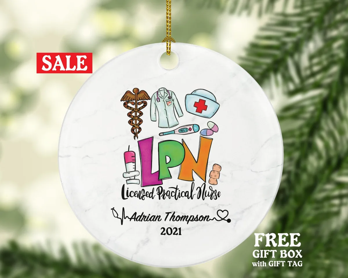 Licensed Practical Nurse LPN Christmas Ornament Personalized - Nurse Health Worker Gift from Patient for Nurse Custom Medical