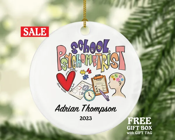 School Psychometrist Christmas Ornament Personalized