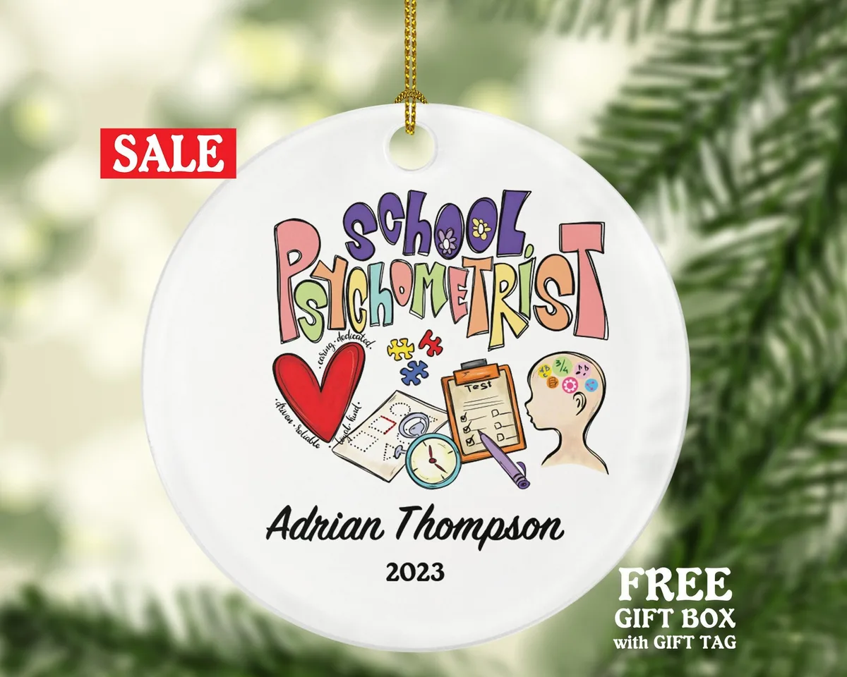 School Psychometrist Christmas Ornament Personalized