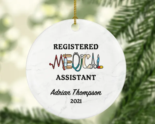 Registered Medical Assistant Christmas Ornament Personalized - RMA, Registered Medical Assistant Gift Health Worker School Graduation Gift