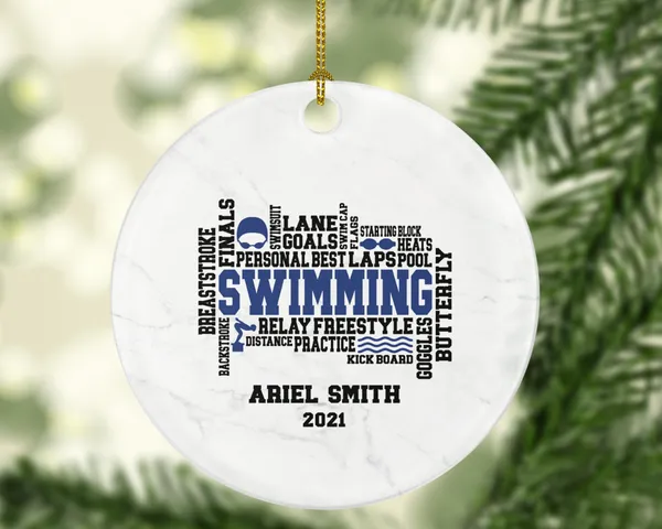 Swimming Christmas Ornament Personalized - Swimmer Gift - Learn To Swim Swimming Team - Custom Name Year