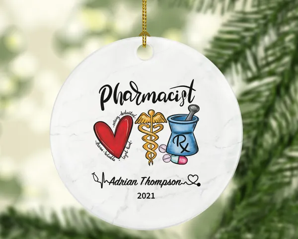 Pharmacist Christmas Ornament Personalized Gift for Pharmacy Worker