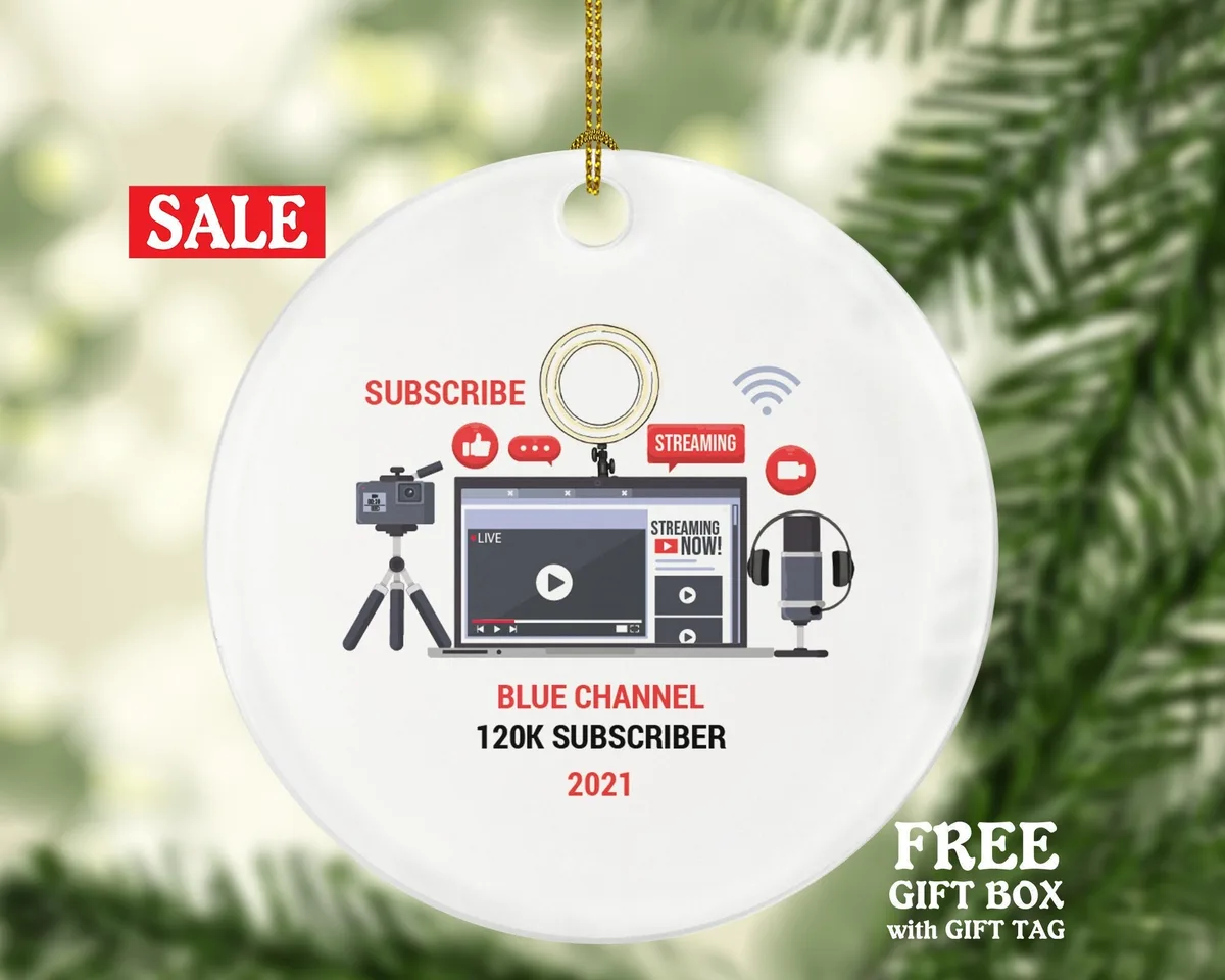 Social Media Influencer Video Creator Christmas Personalized Ornament Friends Followers Vlog Vlogger Blogger