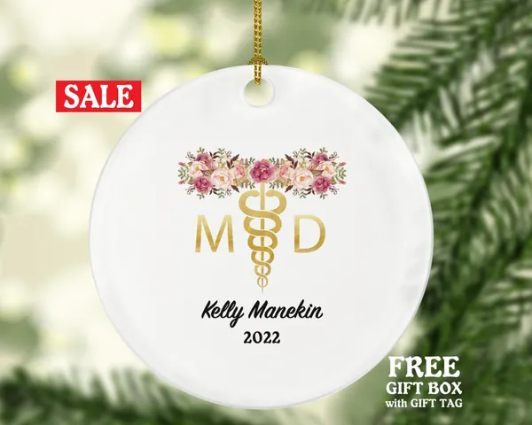 Medical Doctor Christmas Ornament Personalized Scientist Physician Researcher Orthopedist Pulmonary Cardiac Cardiopulmonary MD Gift Custom