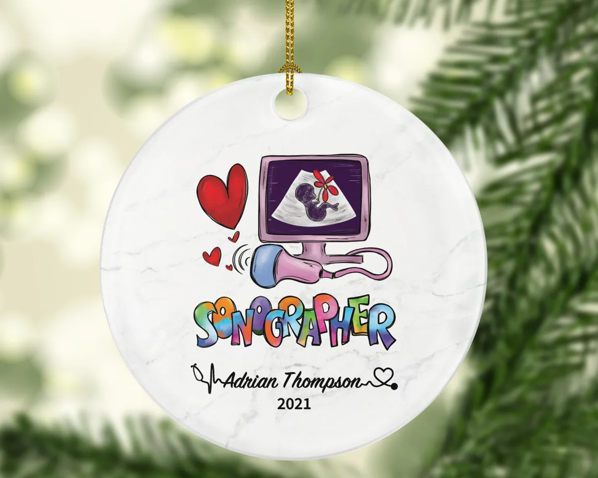 Sonographer Christmas Ornament Personalized - Sonogram Ultrasound Tech Technician Sonography Medical Gift for Sonographer