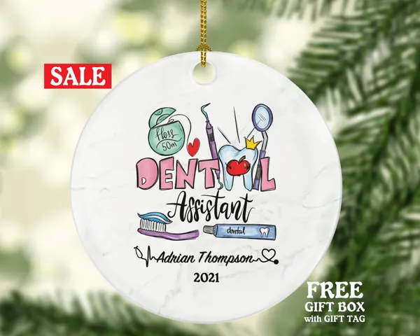 Dental Assistant Christmas Ornament Personalized - Dentist Assistant Gift Graduation Custom Occupational Orthodontist Occupation Gift