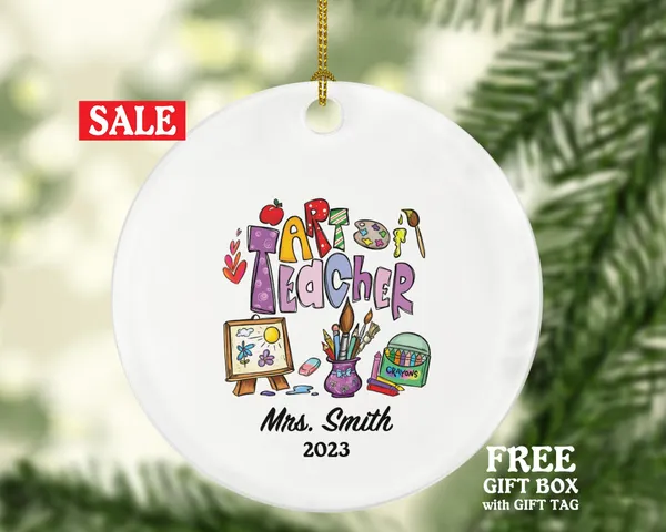 Art Teacher Personalized Ornament, Christmas Artist, Art Lover, Xmas Drawing Painting Art Craft Custom Gift