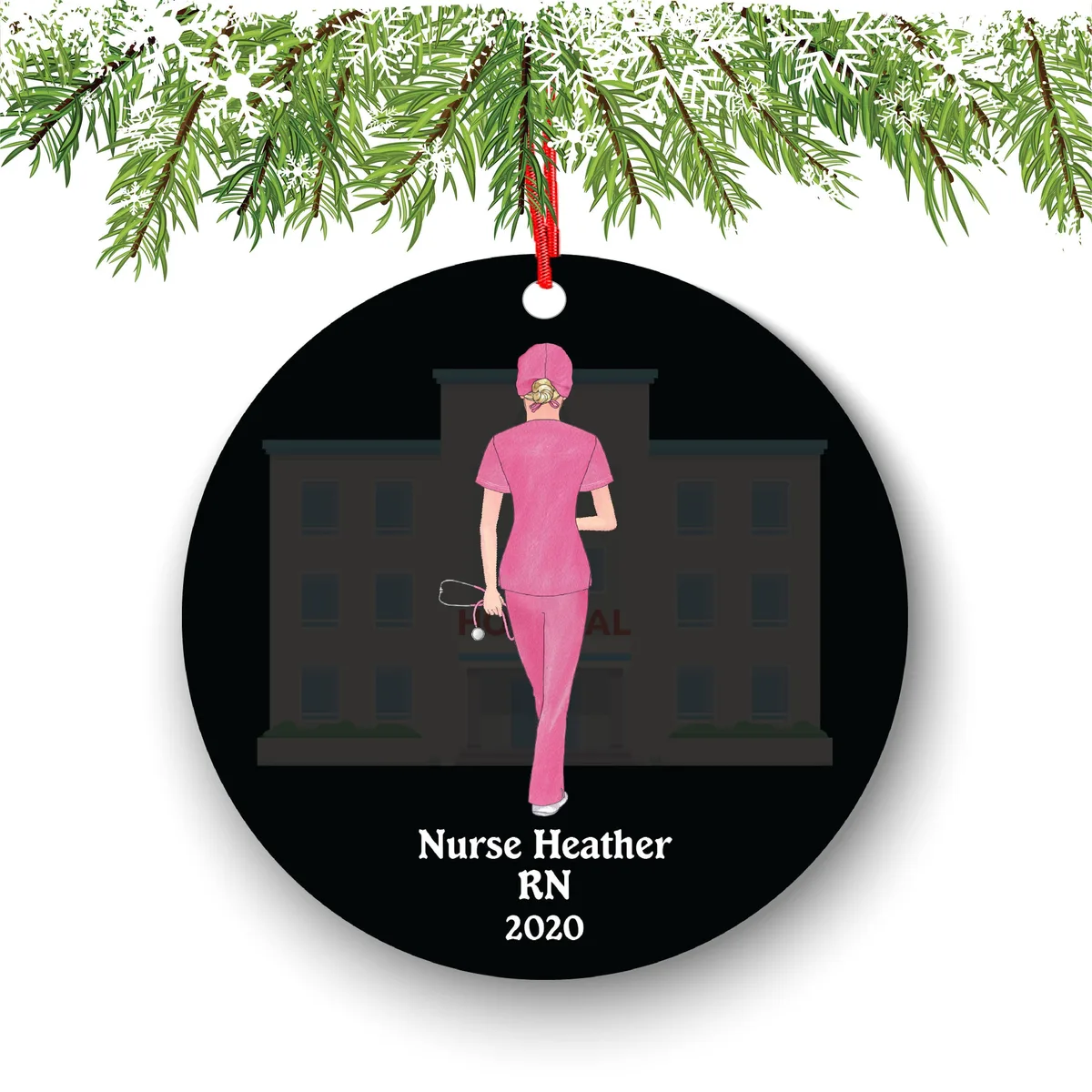 Personalized Nurse Medical Doctor Scrub Christmas Ornament Therapist Physician Orthopedist Pandemic Quarantine Covid Coronavirus MD Custom