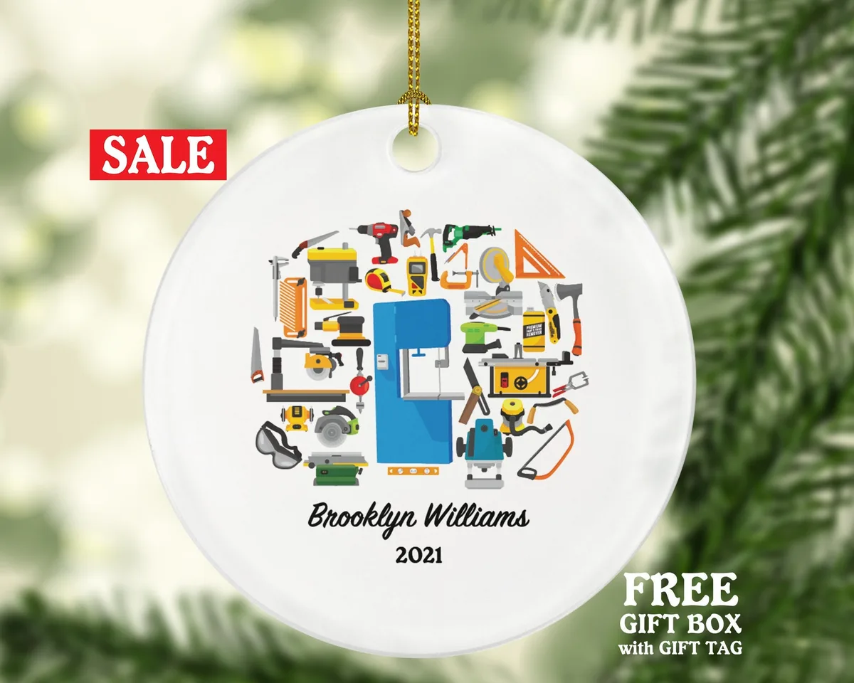 Carpenter Personalized Christmas Ornament, Handy Man Custom Ornament, Builder Carpenter Gift, Construction Worker
