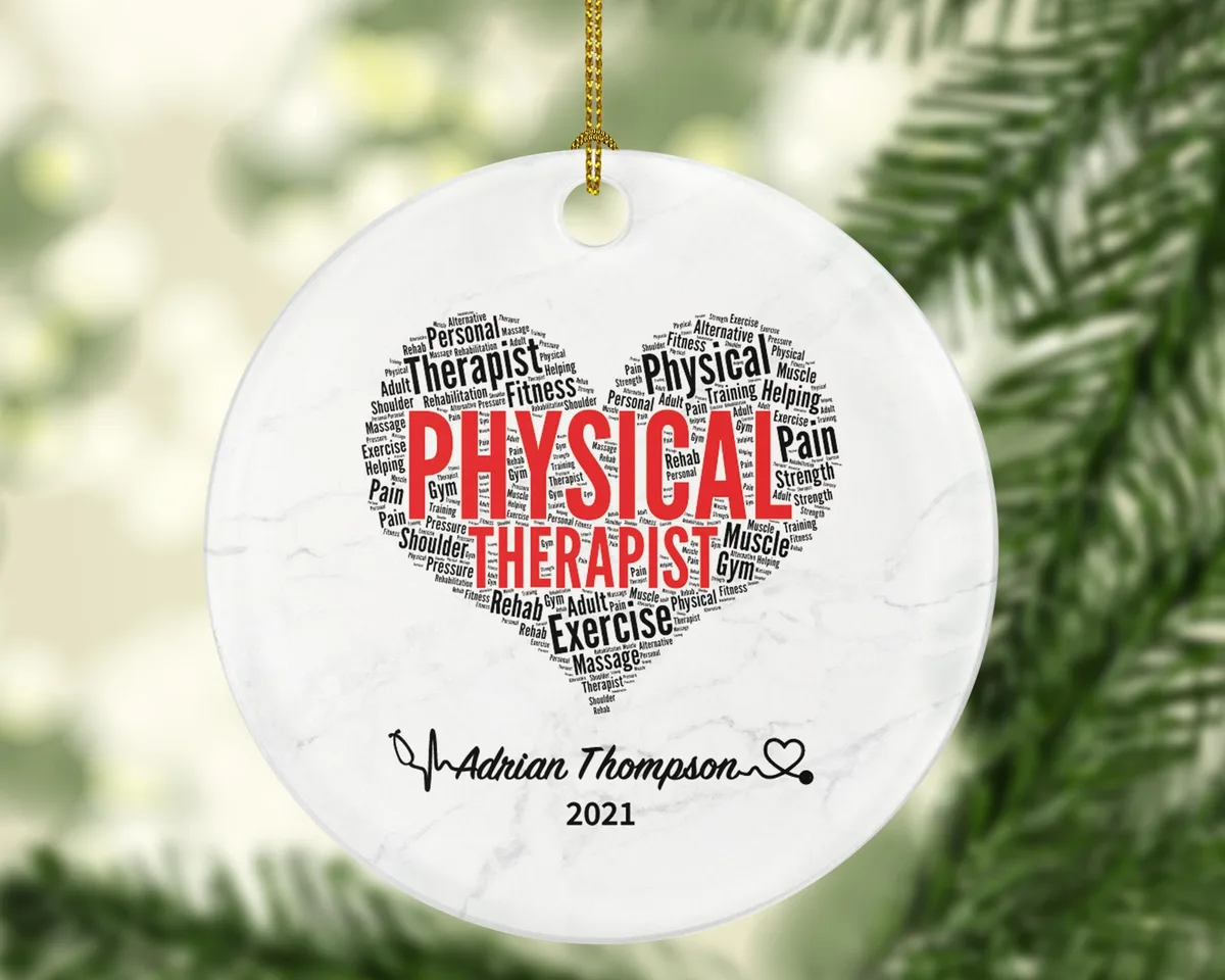 Physical Therapist Christmas Ornament, PT Personalized Gift, Physiotherapist Ornament, Medical Ornament