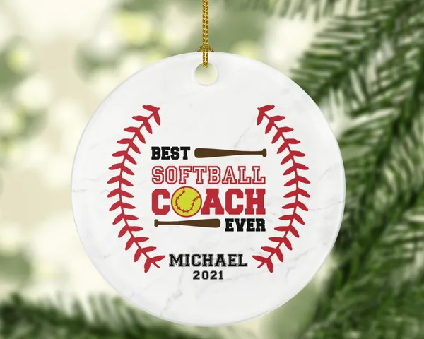 Best Softball Coach Ever Christmas Ornament Personalized - Sports Coach Gift from Softball Gamer Team Hobby Fan - Custom Name Year