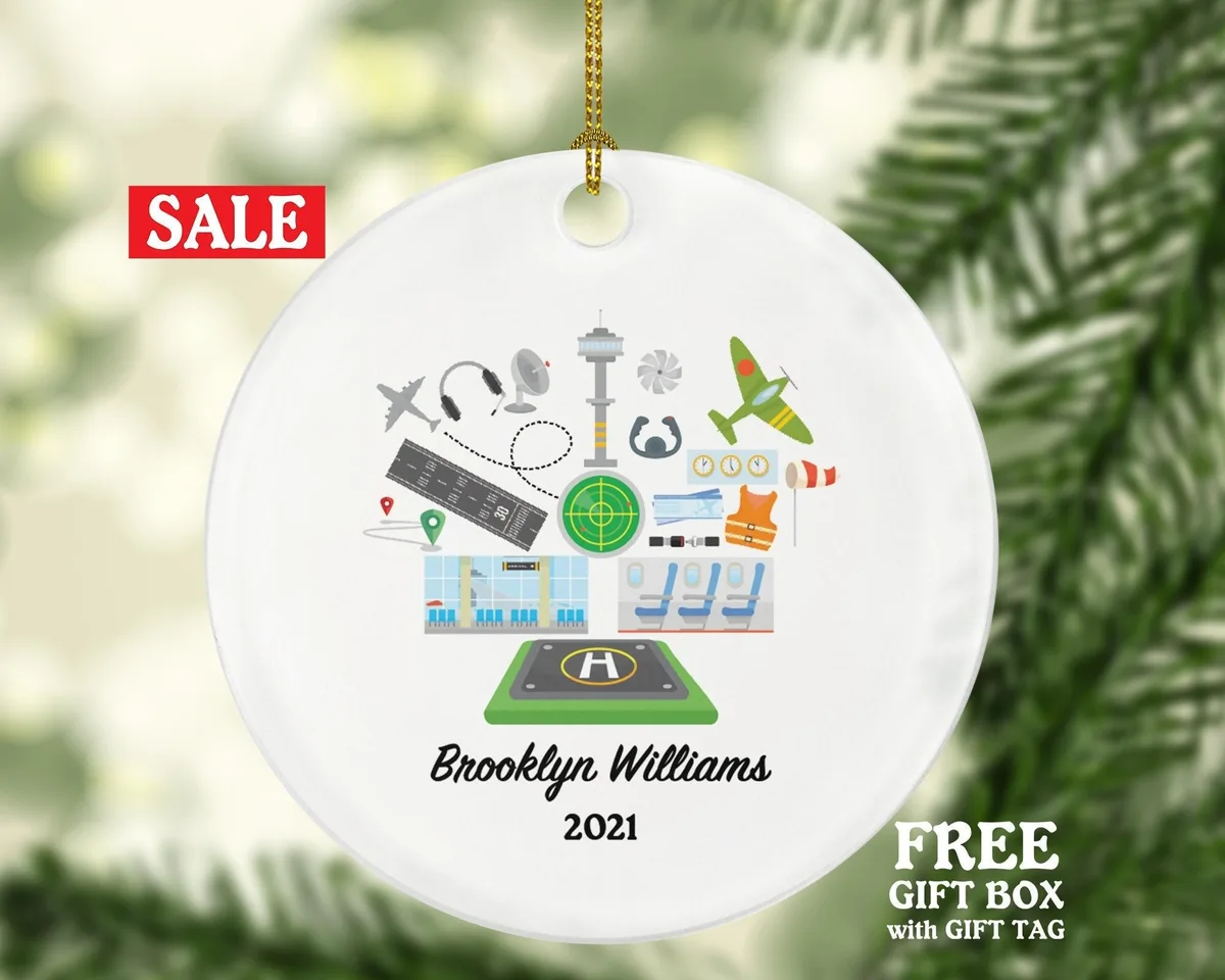 Aviation Airport Worker Pilot Christmas Ornament - Planner Operations Manager Aeronautical Engineer Flight Attendant Dispatcher Personalized