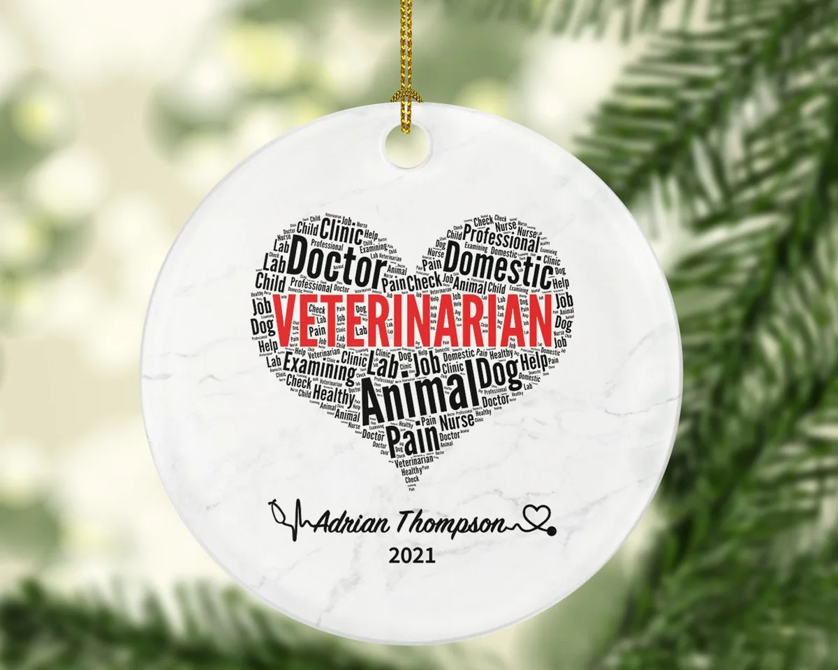 Personalized Veterinarian Christmas Ornament - Vet Animal Doctor Researcher Flower Pet Physician Medical Occupation Super Power Veterinary