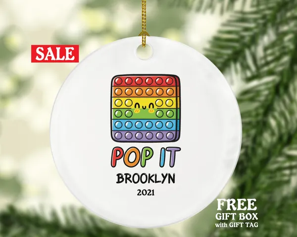 Poppit Toy Ornament, Kids Toy Pop It Fidget Toy Personalized Christmas Gift, Poppit Lover