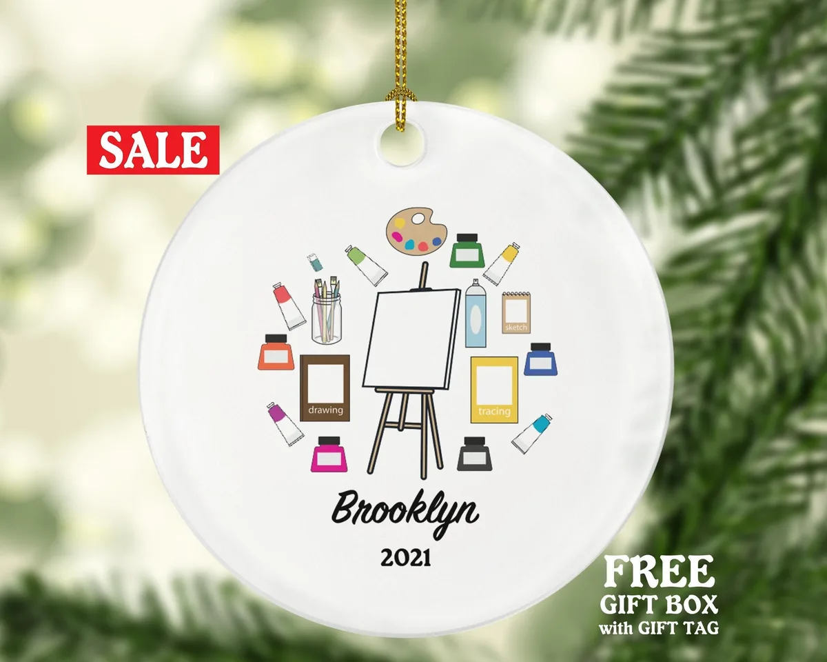 Artist Personalized Ornament, Christmas Art Lover, Art Teacher, Xmas Artist Drawing Painting Art Craft Custom Gift