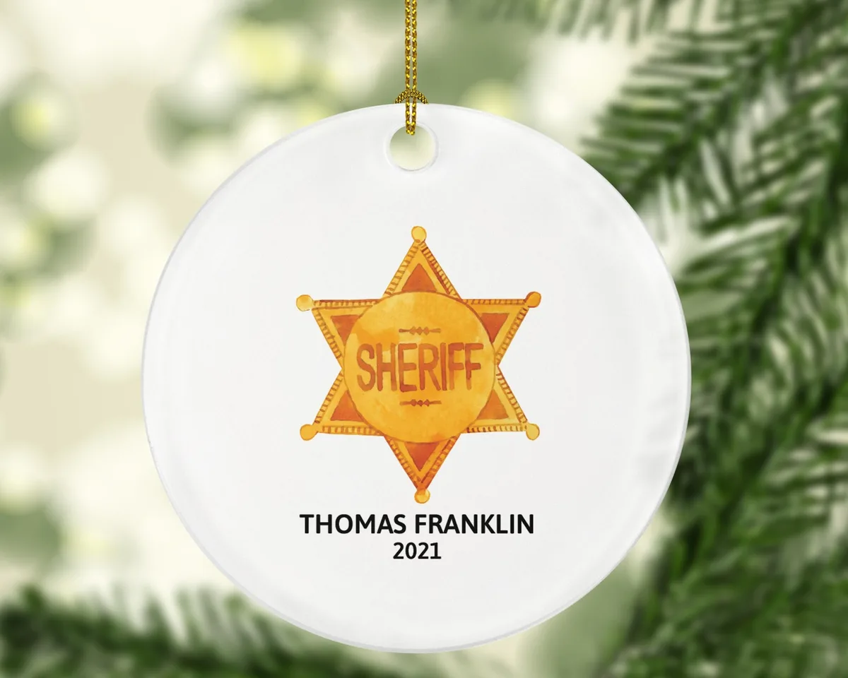 Sheriff Christmas Ornament Personalized - Sheriff Western Gift