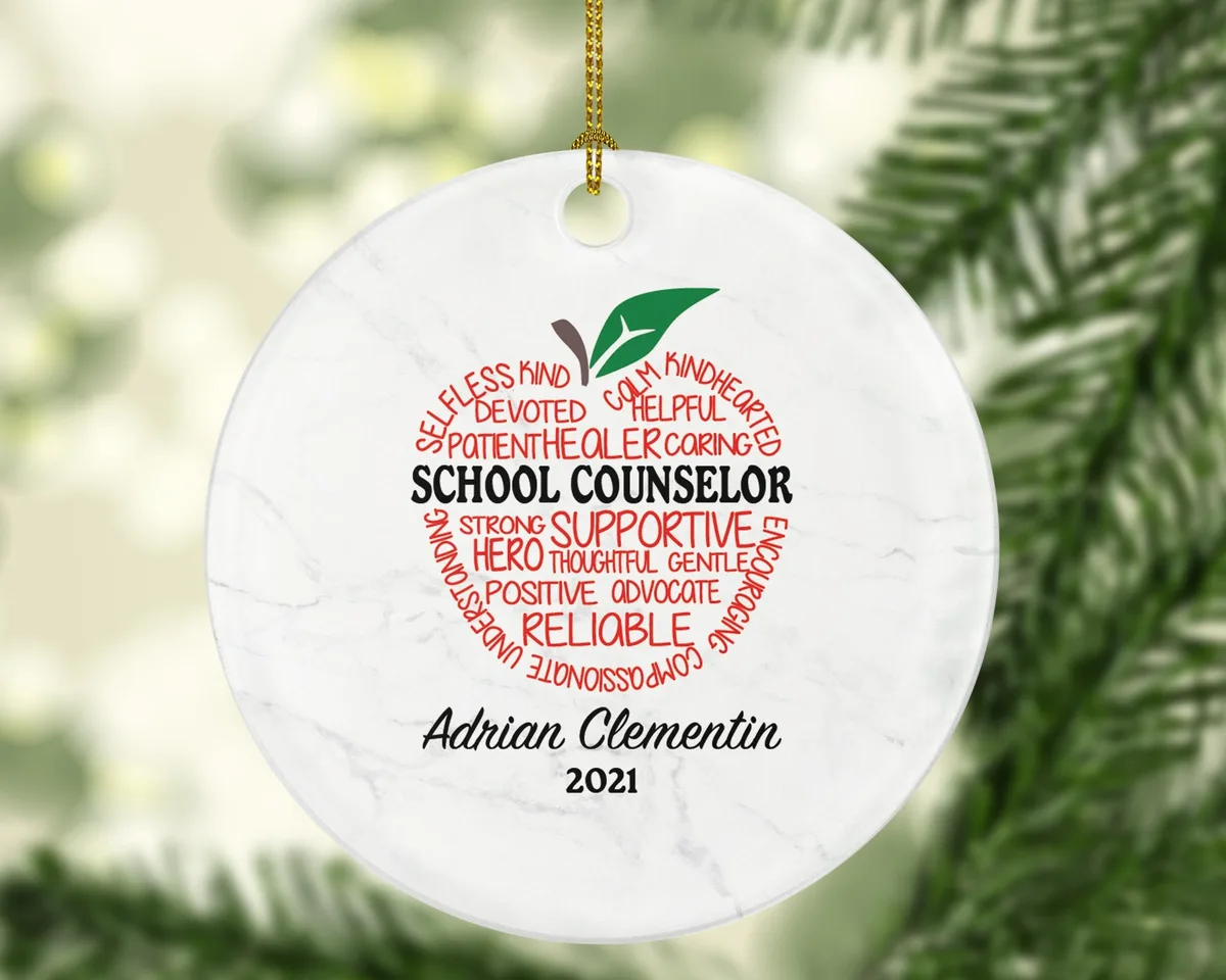 School Counselor Christmas Ornament Personalized - Best Counselor - Custom Name Gift
