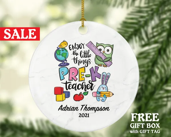 Pre-K Teacher Ornament Personalized - Teaching Custom Gift from Student Appreciation Mr Mrs School Graduate Graduation