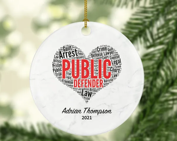 Public Defender Christmas Ornament Personalized , Custom Public Defender Gift