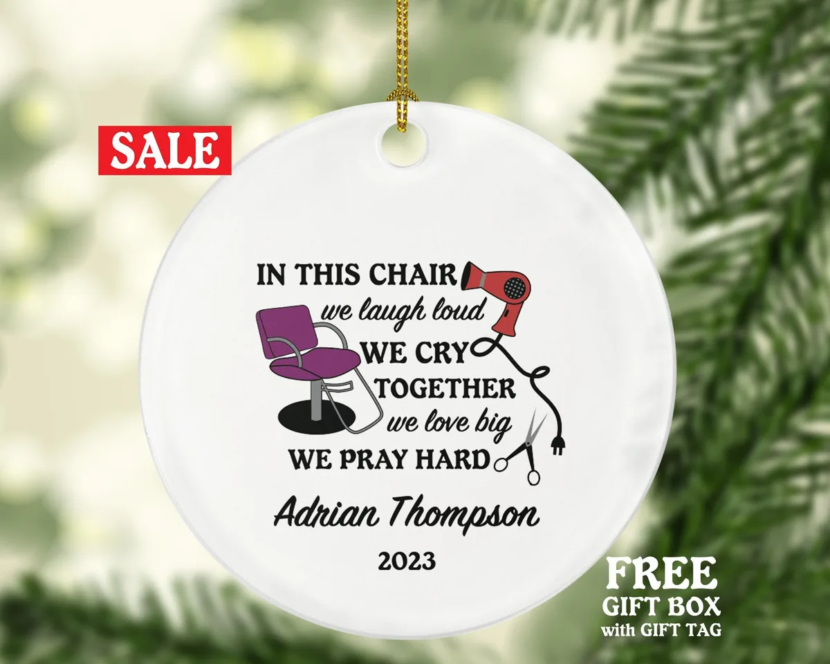Hair Dresser, Stylist Christmas Ornament Personalized - Hair Stylist Gift Getting a Hair Cut - Custom Name Year