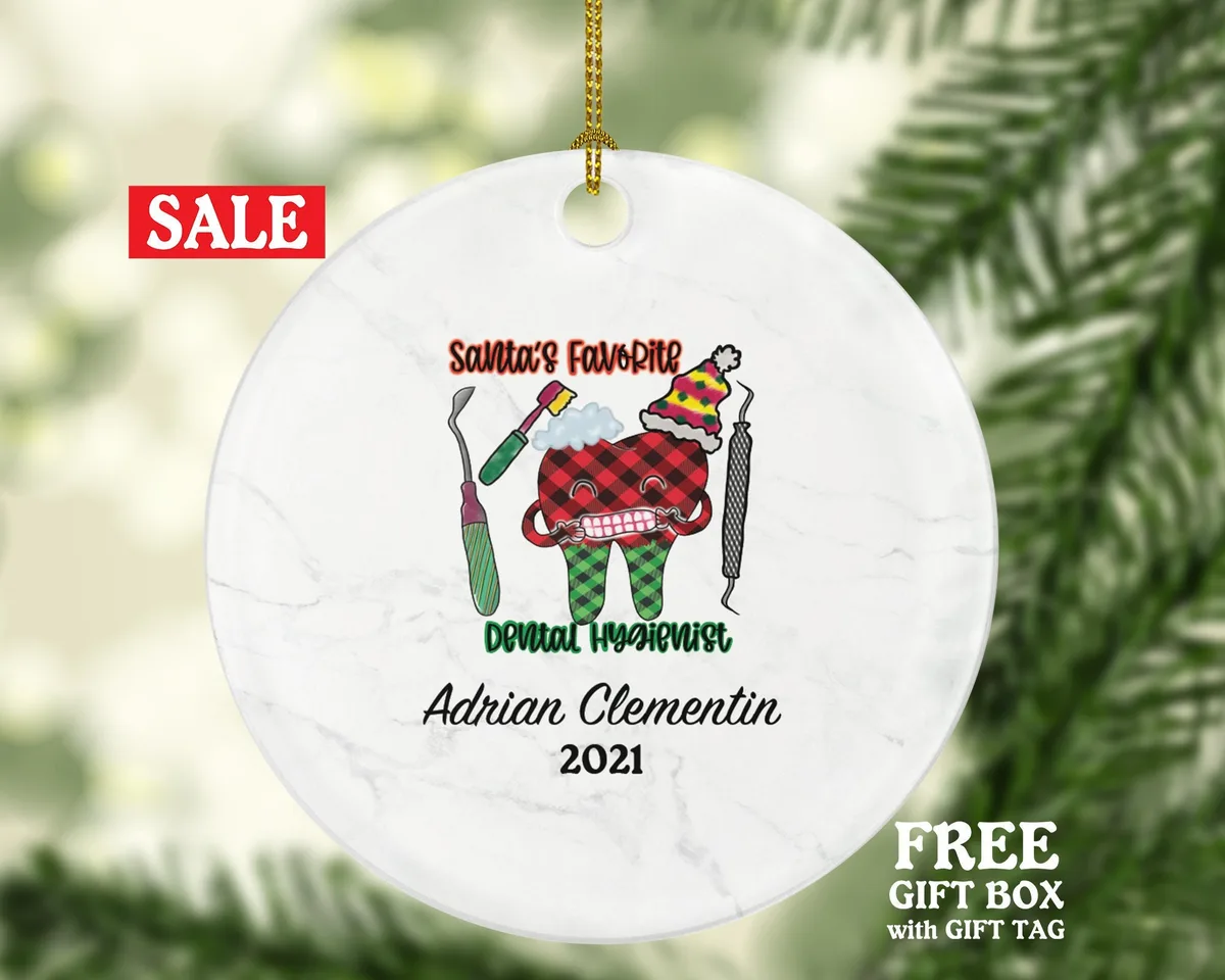 Santa's Favorite Dental Hygienist Christmas Ornament Personalized - Custom Name Gift