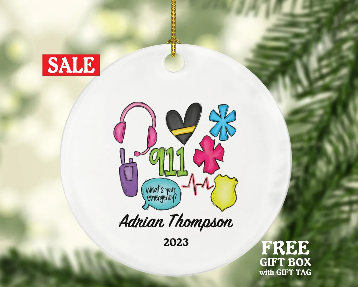 911 Dispatcher/Operator Christmas Ornament Personalized - Custom Name Year Holiday Gift for Female or Male