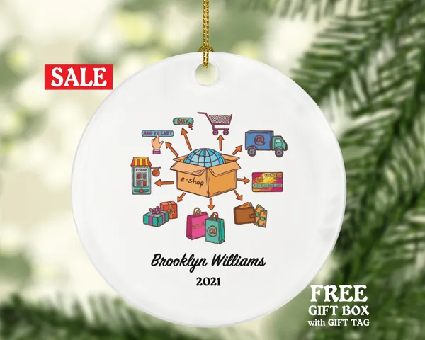 Online Shopper Personalized Christmas Ornament - Online Shopping from Home Shopaholic Shopping Lover Love To Shop, Shopping Addict Gifts
