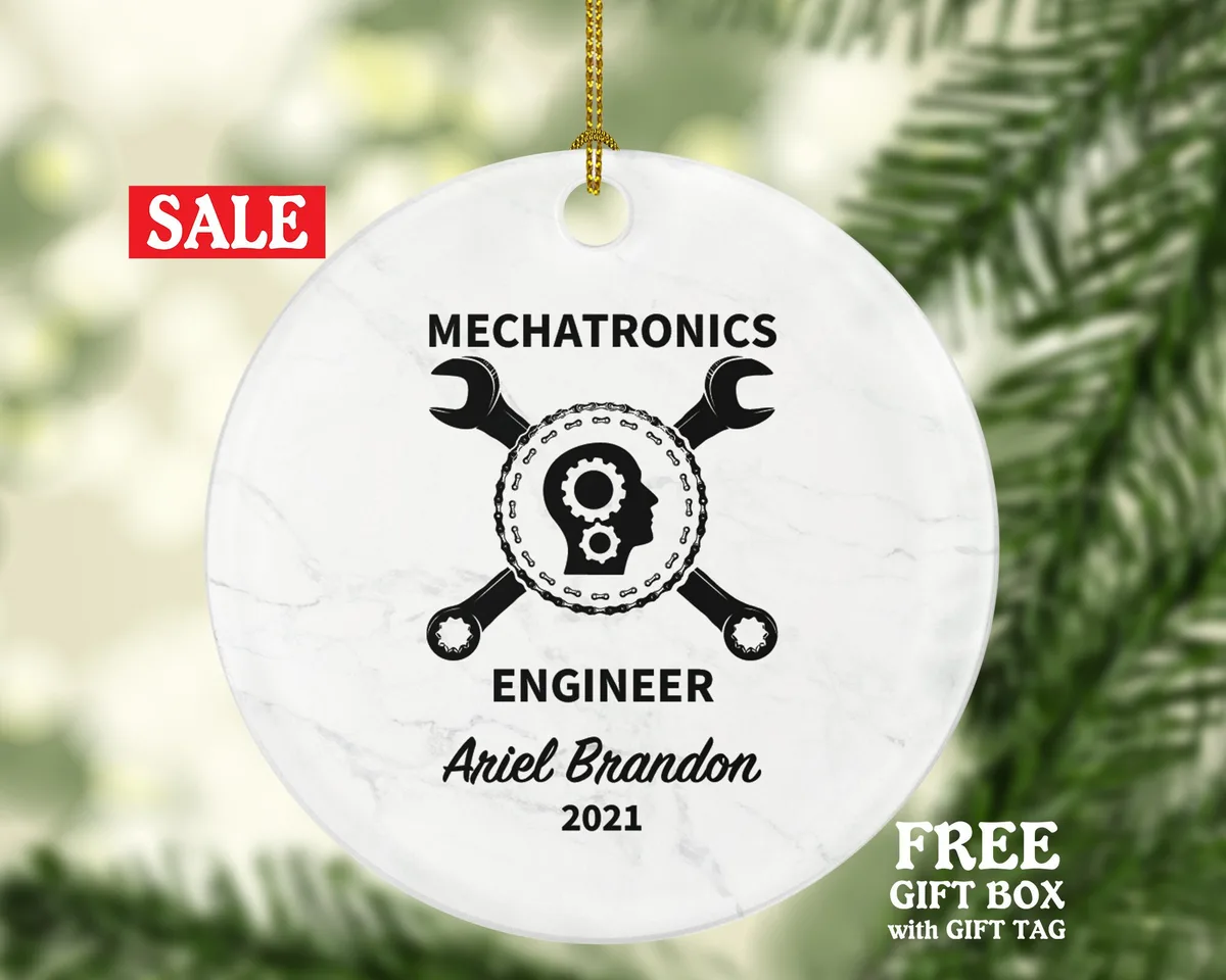 Mechatronic Engineer Christmas Ornament Personalized - Mechanical and Electronics Engineering - Custom Name Year Gift