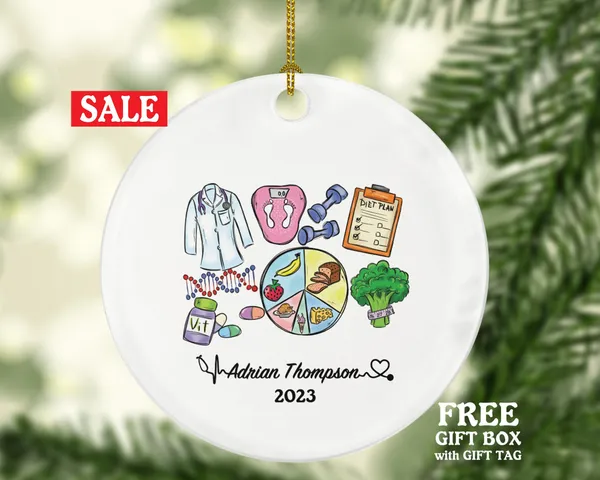 Nutritionist Health Coach Dietitian Christmas Ornament Personalized -  Custom Name Year Gift