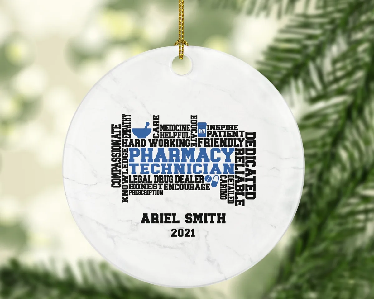 Pharmacy Technician Tech Christmas Ornament Personalized Pharmacist Pharmacy Tech Gift