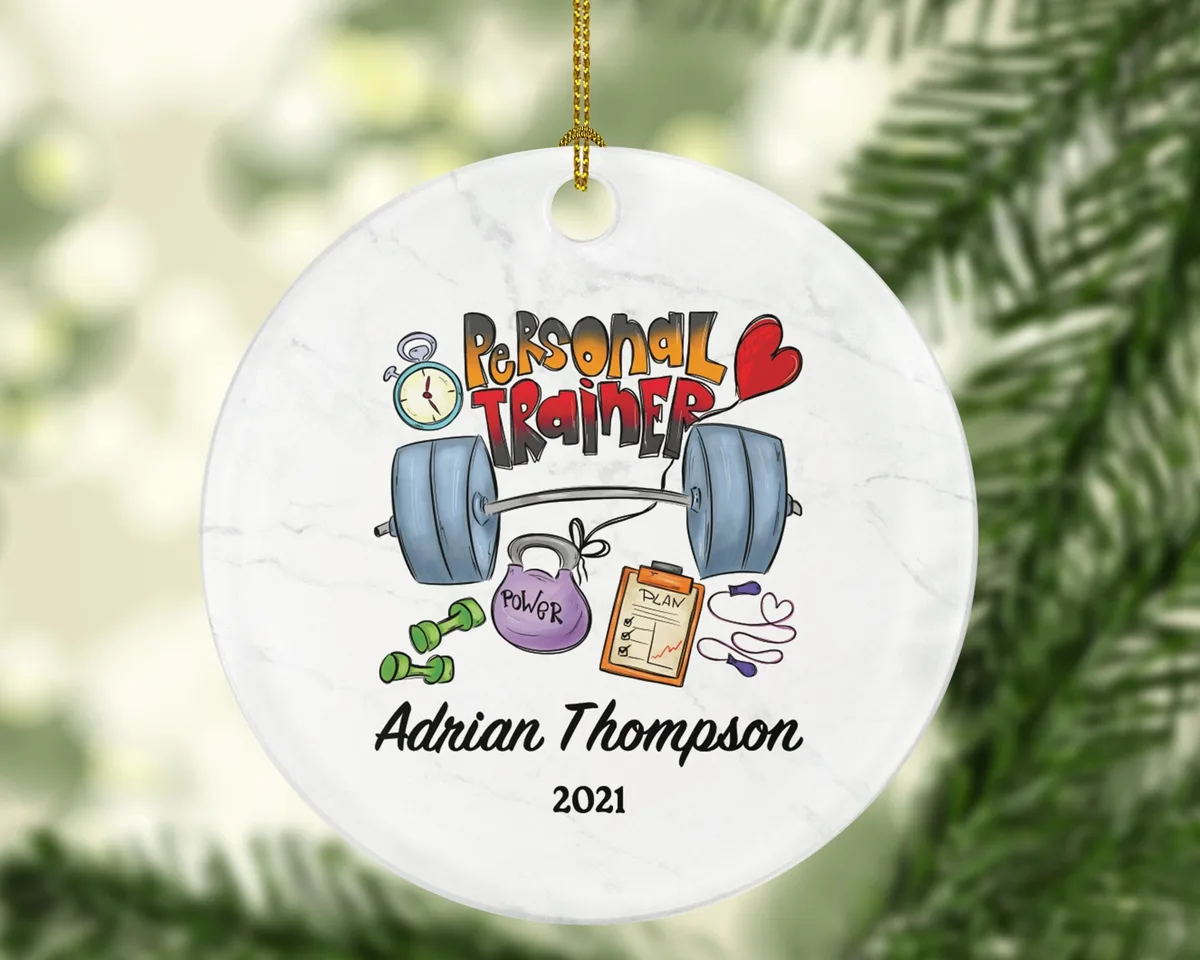 Personal Trainer Fitness Pilates Yoga Workout Christmas Ornament Personalized - Custom Healthy Lifestyle Training Exercise PT Gift