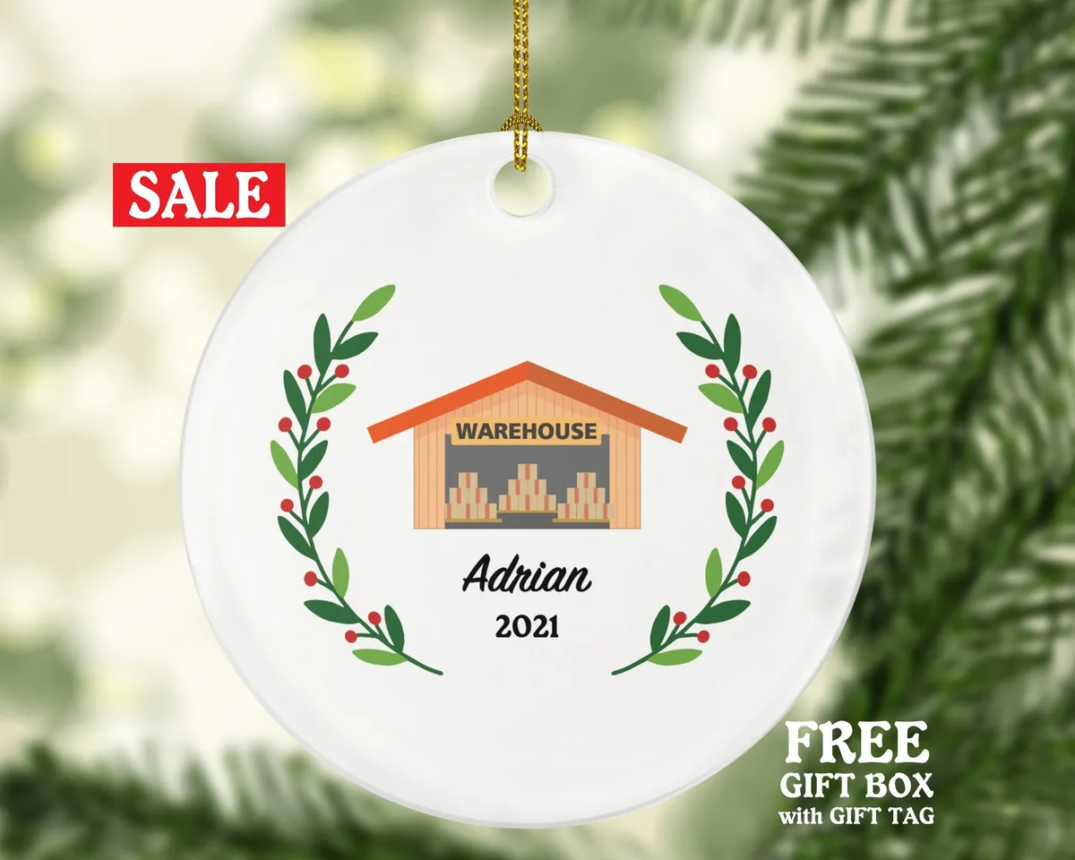 Warehouse Worker Owner Christmas Ornament Personalized - Depot Job Gift for an Scan Barcode Employee Employer Custom