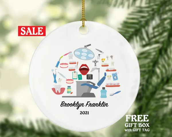 Dentist Christmas Ornament Personalized - Dental Gift Graduation Custom Occupational Orthodontist Occupation Dental Gift