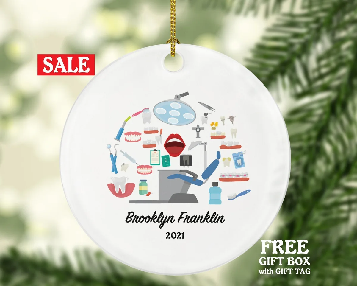 Dentist Christmas Ornament Personalized - Dental Gift Graduation Custom Occupational Orthodontist Occupation Dental Gift