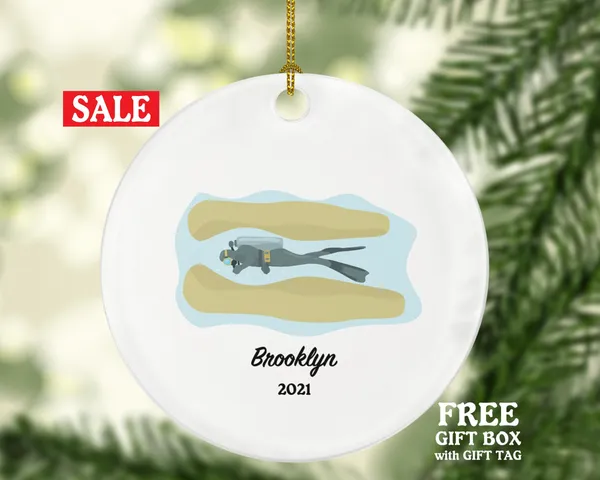 Personalized Cave Diving Christmas Ornament, Cave Diving Lover Gift, Cave Diving Christmas Tree Ornament