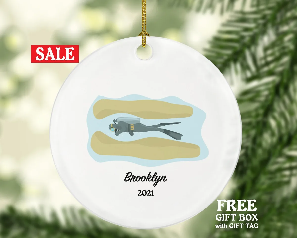 Personalized Cave Diving Christmas Ornament, Cave Diving Lover Gift, Cave Diving Christmas Tree Ornament