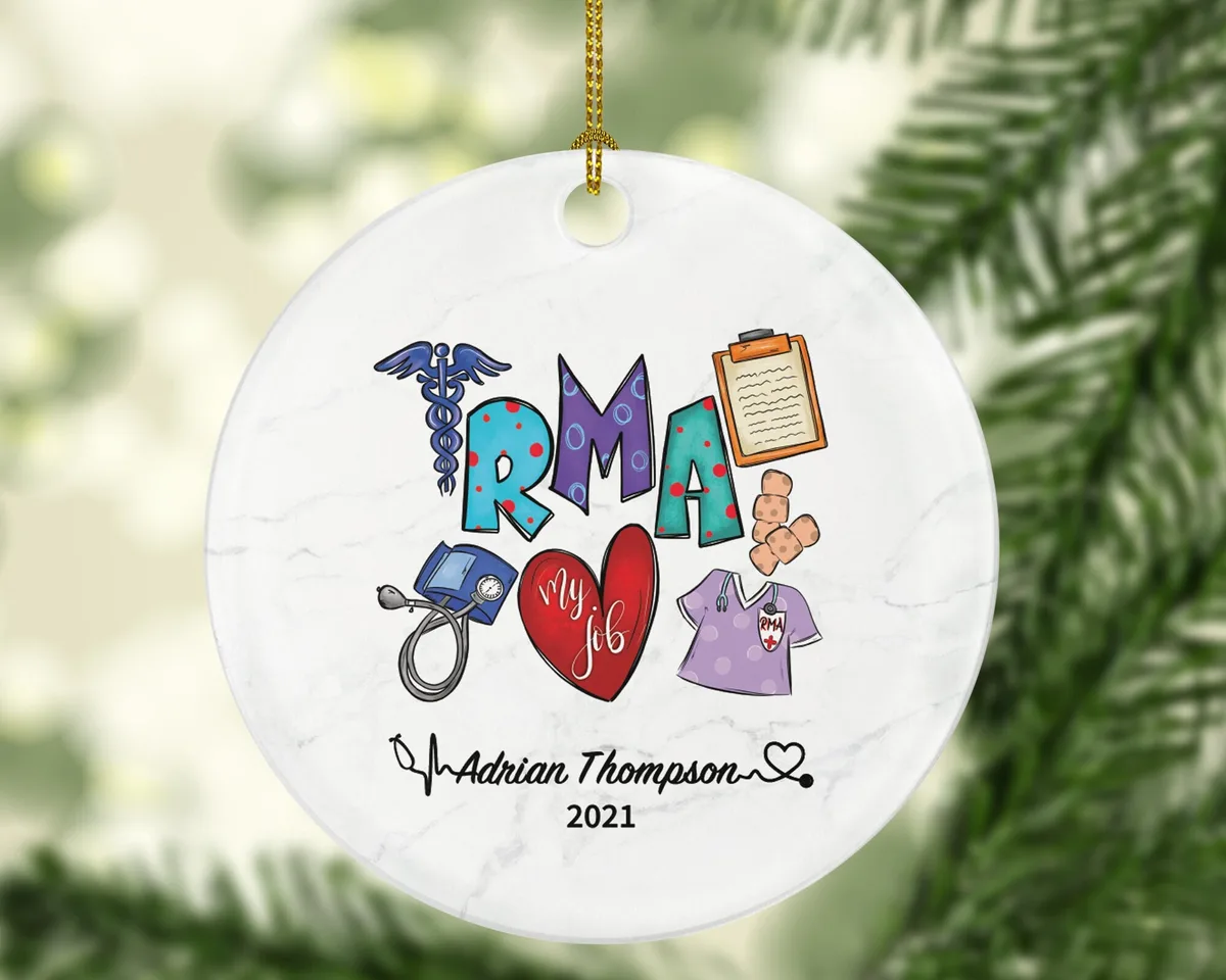 Registered Medical Assistant Christmas Ornament Personalized - RMA, Registered Medical Assistant Gift Health Worker School Graduation Gift
