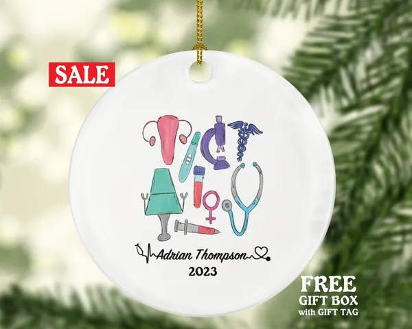 Obstetrician Gynecology Nurse Midwife Doctor Christmas Ornament Personalized - OB-GYN Obgyn Gynecologist - Medical Dr Gift for MD
