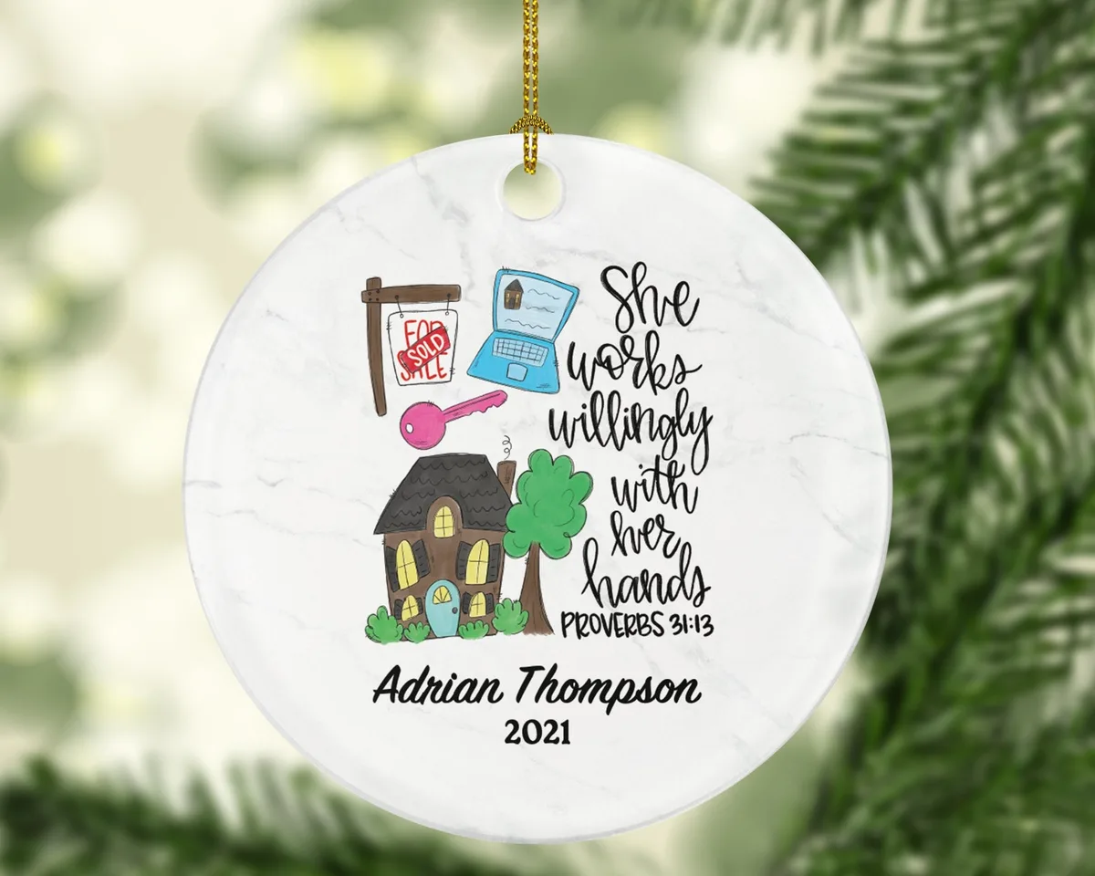 Realtor Real Estate Agent Personalized Ornament for Female - House Broker Personalized Ornament- New Real Estate Seller Christmas Ornament