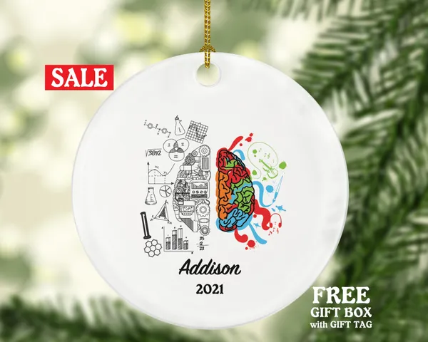 Psychiatrist / Psychologist Christmas Ornament Personalized, Brain Ornament, Anatomy Ornament, Science Gift
