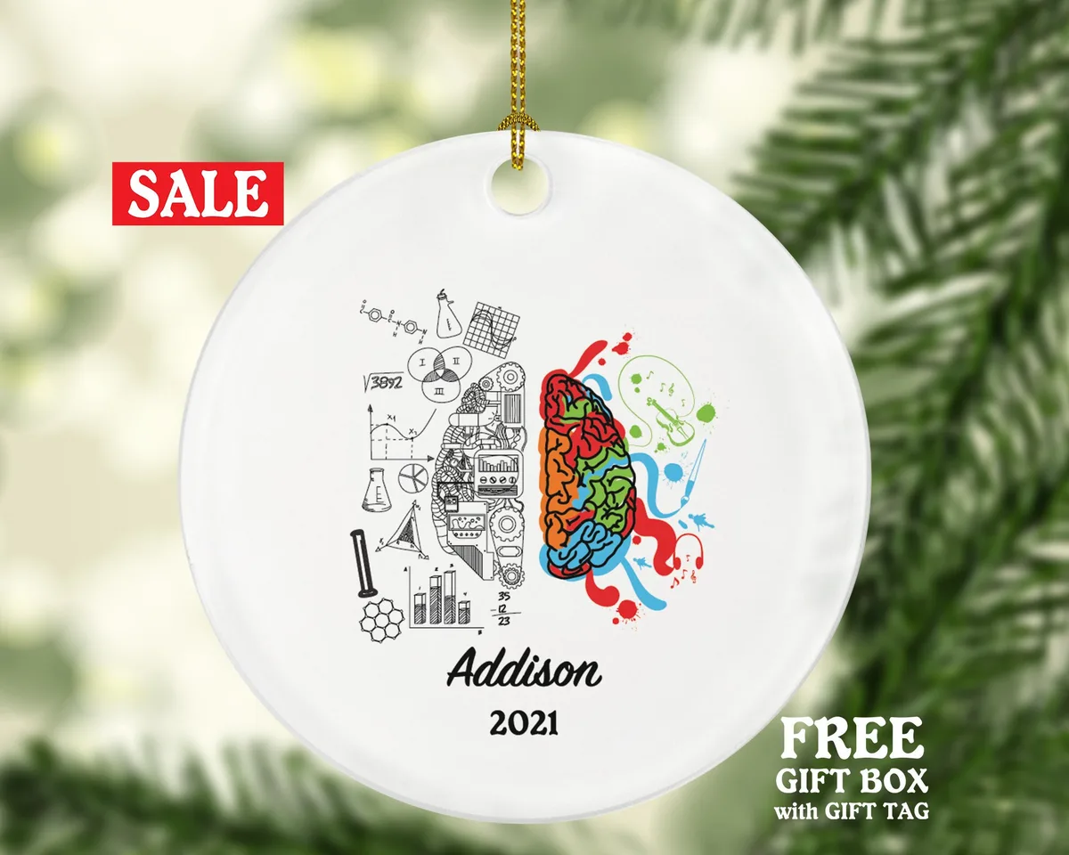 Psychiatrist / Psychologist Christmas Ornament Personalized, Brain Ornament, Anatomy Ornament, Science Gift