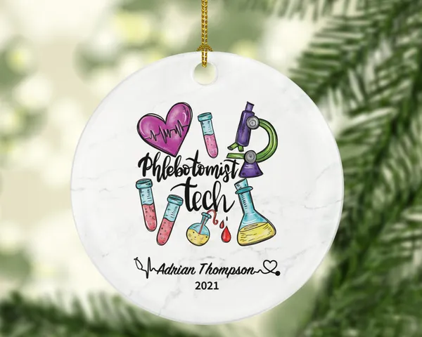 Phlebotomist Tech Christmas Ornament Personalized - Lab Tech Gift, Healthcare Worker Essential Employee Appreciation, Hospital Worker