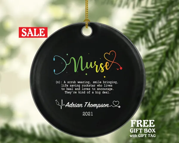 Nurse Definition Christmas Ornament Personalized - Nursing Registered Nurse Health Worker Gift from Patient for Nurse RN Custom Medical