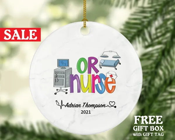 Operating Room OR Nurse Christmas Ornament Personalized - Nurse Registered Health Worker Gift from Patient for Nurse RN Custom Medical