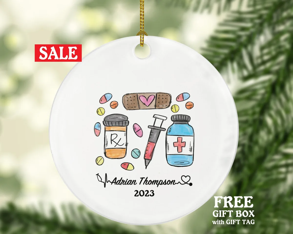 Pharmacist Pharmacy Technician Tech Christmas Ornament for Female or Male Personalized Gift