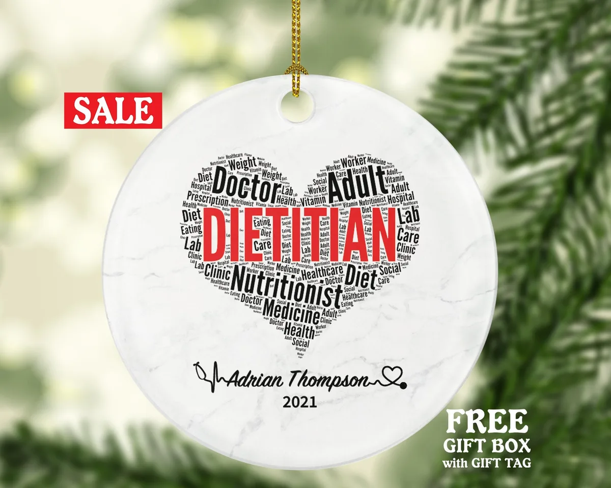 Dietitian Christmas Ornament Personalized Gift -  Custom Name Year