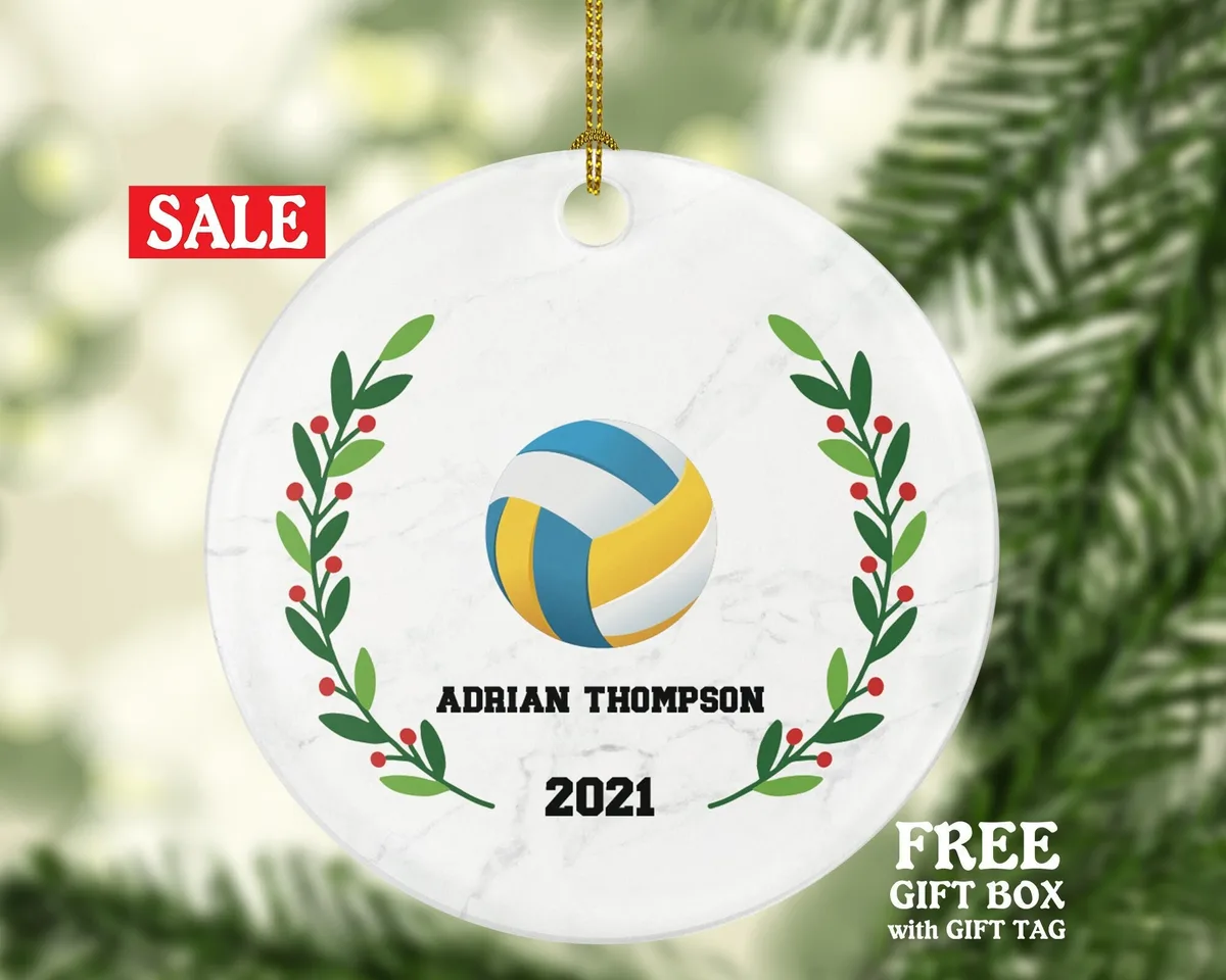 Volleyball Team Player Sports Christmas Ornament, Coach Gift Game Playing Personalized Gamer Custom Ball with Name Fan Hobby