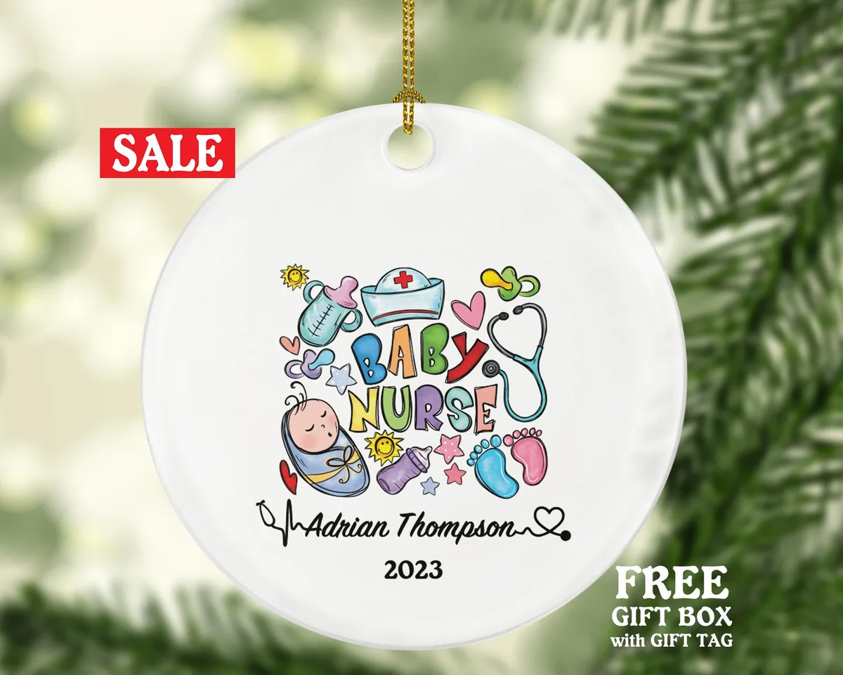 Baby Nurse Christmas Ornament Personalized - Baby Nurse Registered Health Worker Gift from Patient for Nurse Custom Medical